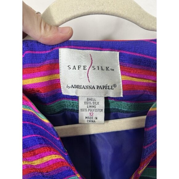 Adrianna Papell Womens 100% Silk Pink Striped Jacket Wedding Party Safe Silk 12 - Picture 7 of 7